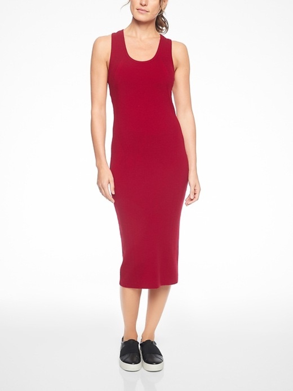 Athleta Sleeveless Ribbed Midi Dress in Berry